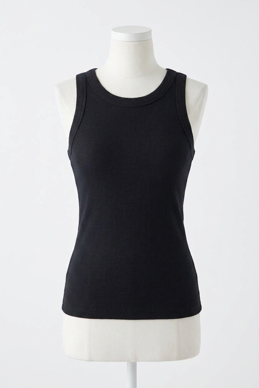 NEW BE COOL garment dyed tank top in black